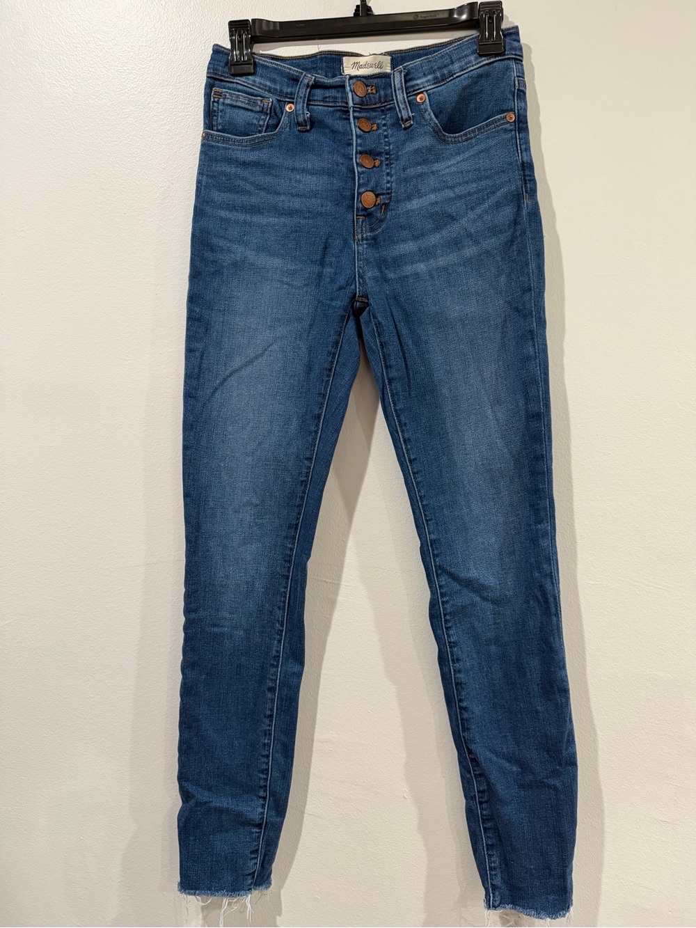 Madewell High-Rise Button-Fly Skinny Jeans — Deep Blue Wash